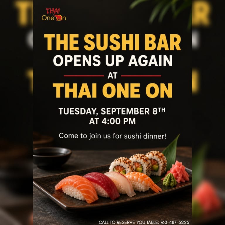 The Sushi Bar is Back at Thai One On! 🍣